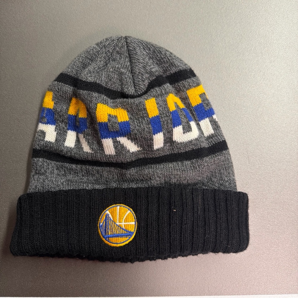 Golden State Warriors Mitchell & Ness Grayish Winter Knit Hat Black‎ Brim